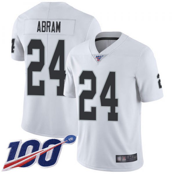 Nike Raiders #24 Johnathan Abram White Men's Stitched NFL 100th Season Vapor Limited Jersey