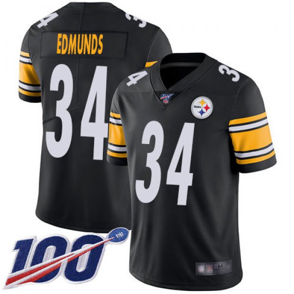 Nike Steelers #34 Terrell Edmunds Black Team Color Men's Stitched NFL 100th Season Vapor Limited Jersey