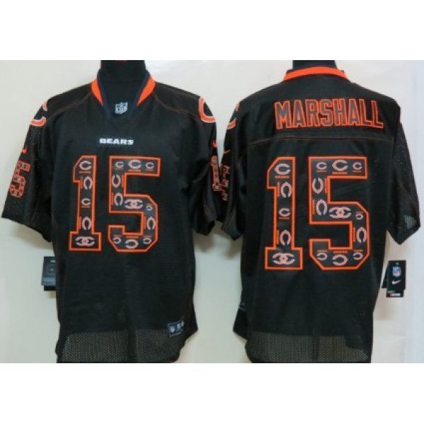 Nike Chicago Bears #15 Brandon Marshall Lights Out Black Ornamented Elite Jersey