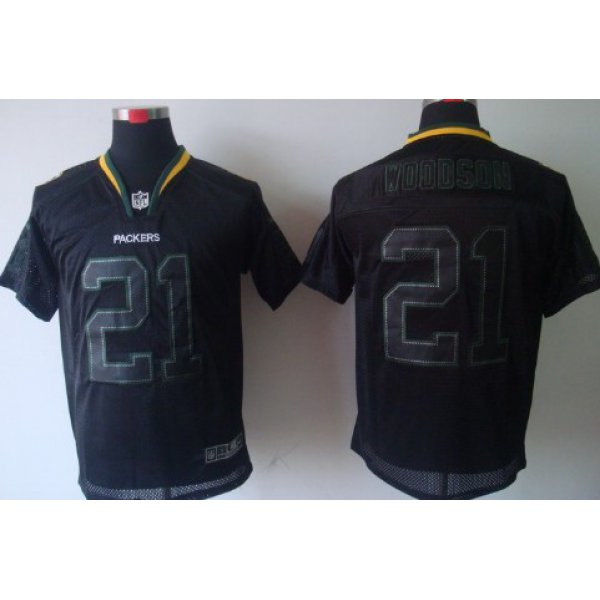 Nike Green Bay Packers #21 Charles Woodson Lights Out Black Elite Jersey