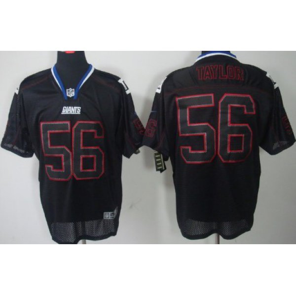 Nike New York Giants #56 Lawrence Taylor Lights Out Black Elite Jersey