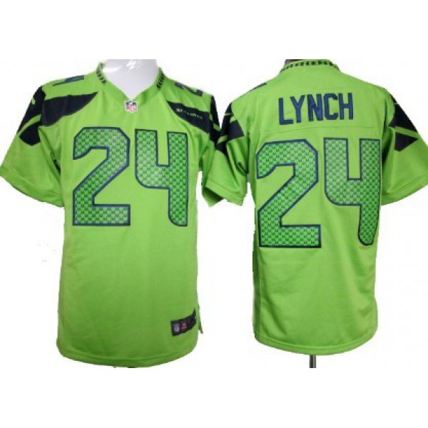 Nike Seattle Seahawks #24 Marshawn Lynch Green Game Jersey