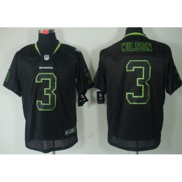Nike Seattle Seahawks #3 Russell Wilson Lights Out Black Elite Jersey