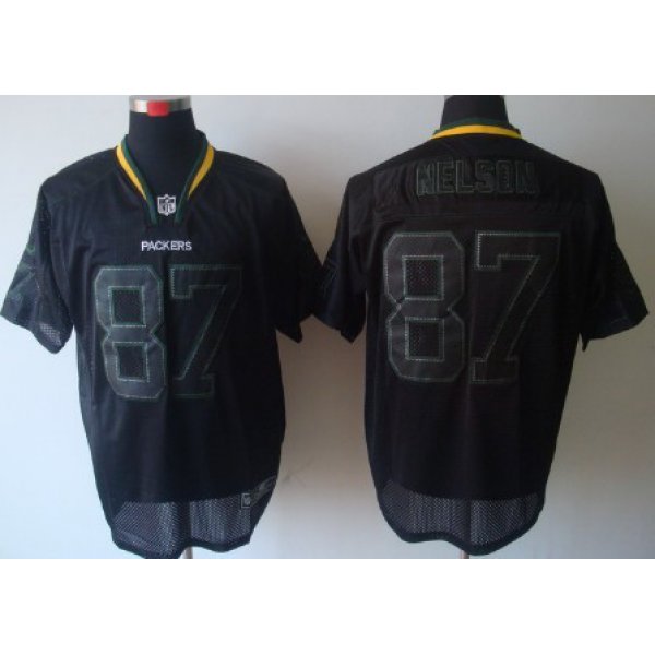 Nike Green Bay Packers #87 Jordy Nelson Lights Out Black Elite Jersey