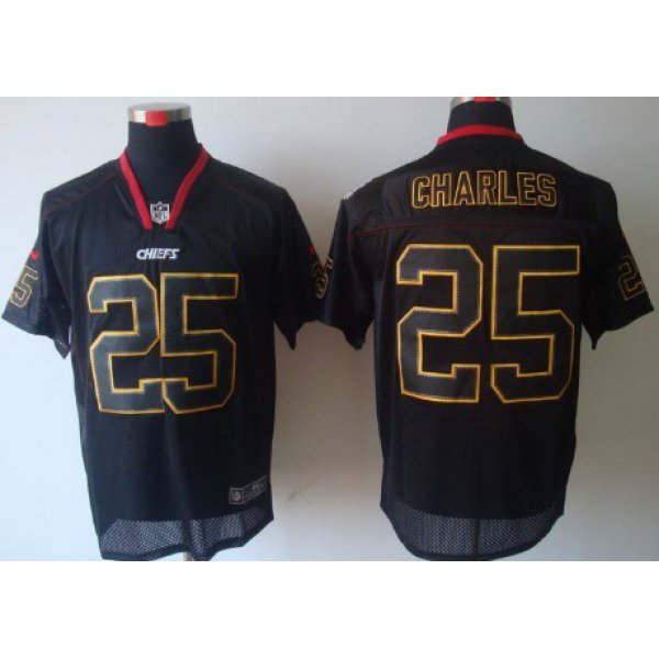 Nike Kansas City Chiefs #25 Jamaal Charles Lights Out Black Elite Jersey