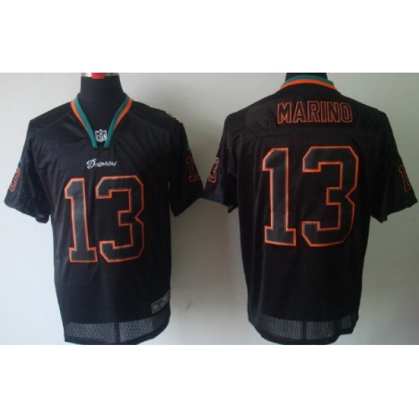 Nike Miami Dolphins #13 Dan Marino Lights Out Black Elite Jersey