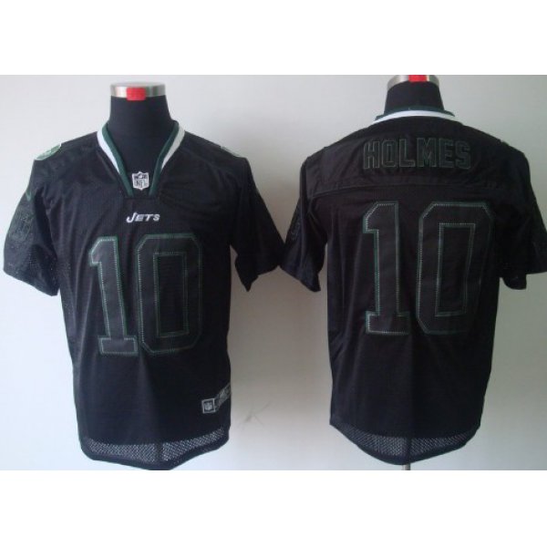 Nike New York Jets #10 Santonio Holmes Lights Out Black Elite Jersey