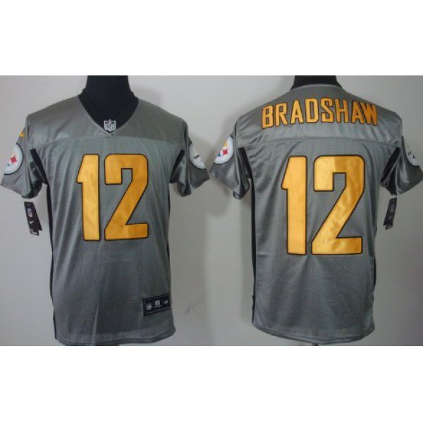 Nike Pittsburgh Steelers #12 Terry Bradshaw Gray Shadow Elite Jersey