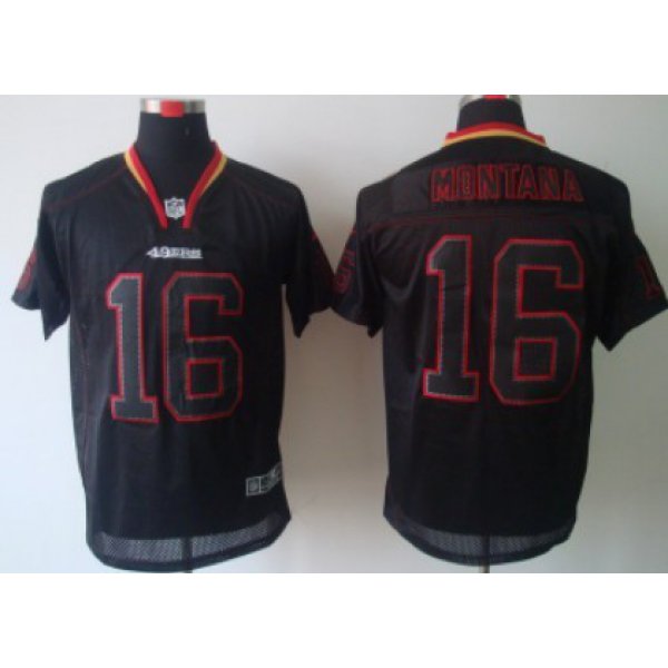 Nike San Francisco 49ers #16 Joe Montana Lights Out Black Elite Jersey