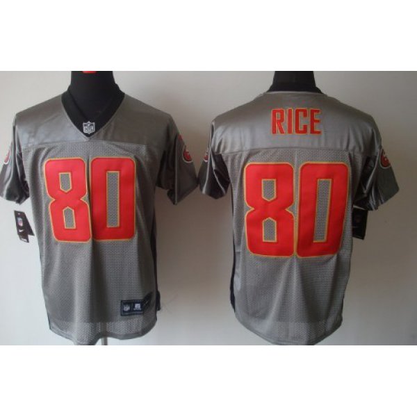Nike San Francisco 49ers #80 Jerry Rice Gray Shadow Elite Jersey