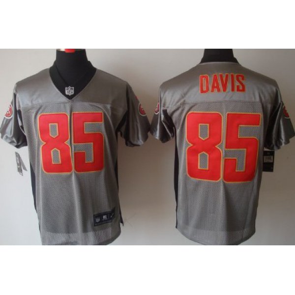 Nike San Francisco 49ers #85 Vernon Davis Gray Shadow Elite Jersey