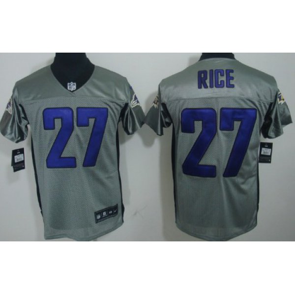 Nike Baltimore Ravens #27 Ray Rice Gray Shadow Elite Jersey