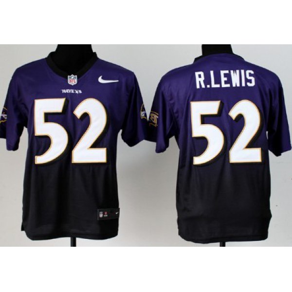 Nike Baltimore Ravens #52 Ray Lewis Purple/Black Fadeaway Elite Jersey