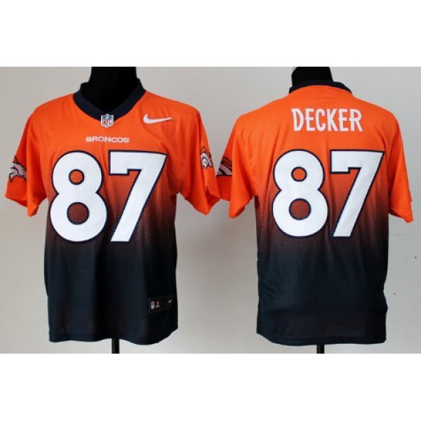 Nike Denver Broncos #87 Eric Decker Orange/Blue Fadeaway Elite Jersey