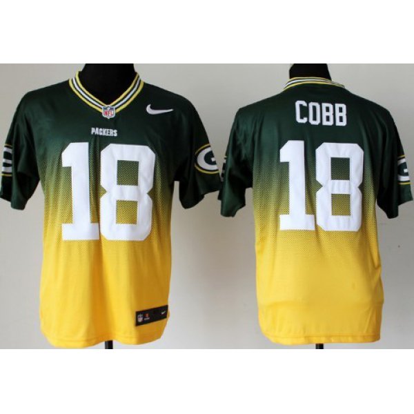 Nike Green Bay Packers #18 Randall Cobb Green/Yellow Fadeaway Elite Jersey