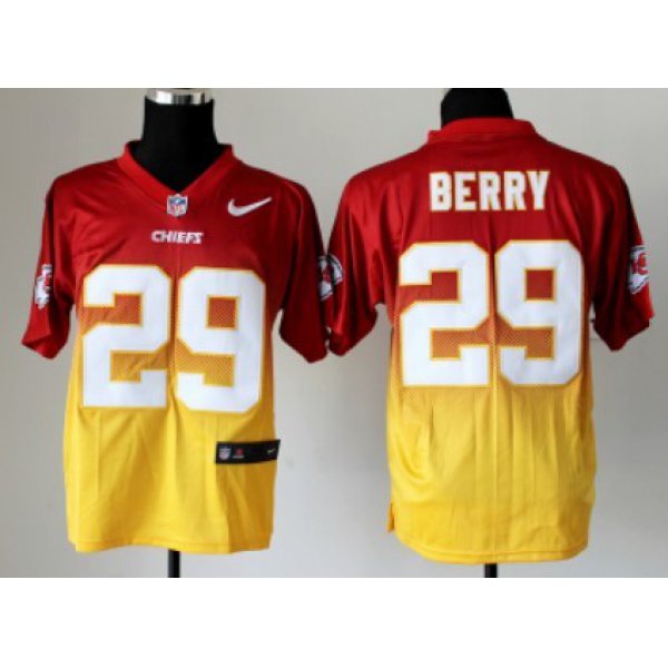 Nike Kansas City Chiefs #29 Eric Berry Red/Yellow Fadeaway Elite Jersey