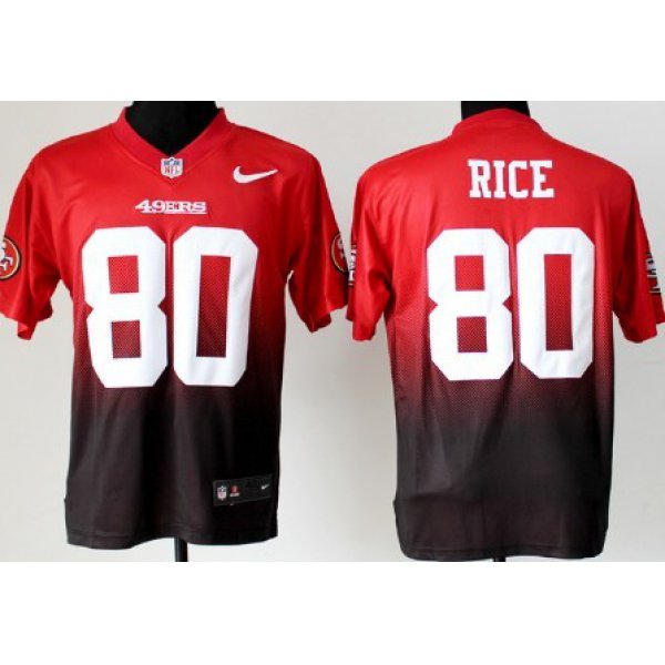 Nike San Francisco 49ers #80 Jerry Rice Red/Black Fadeaway Elite Jersey