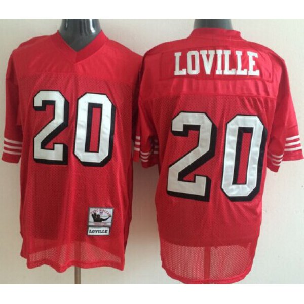 San Francisco 49ers #20 Derek Loville Red Throwback Jersey
