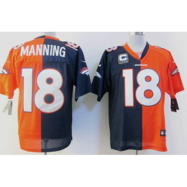 Nike Denver Broncos #18 Peyton Manning Blue/Orange Two Tone Elite Jersey