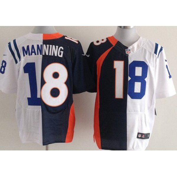 Nike Indianapolis Colts&Denver Broncos #18 Peyton Manning Blue/White Two Tone Elite Jersey