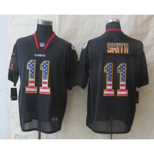 Nike Kansas City Chiefs #11 Alex Smith 2014 USA Flag Fashion Black Elite Jersey