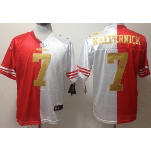 Nike San Francisco 49ers #7 Colin Kaepernick Red/White With Gold Two Tone Elite Jersey