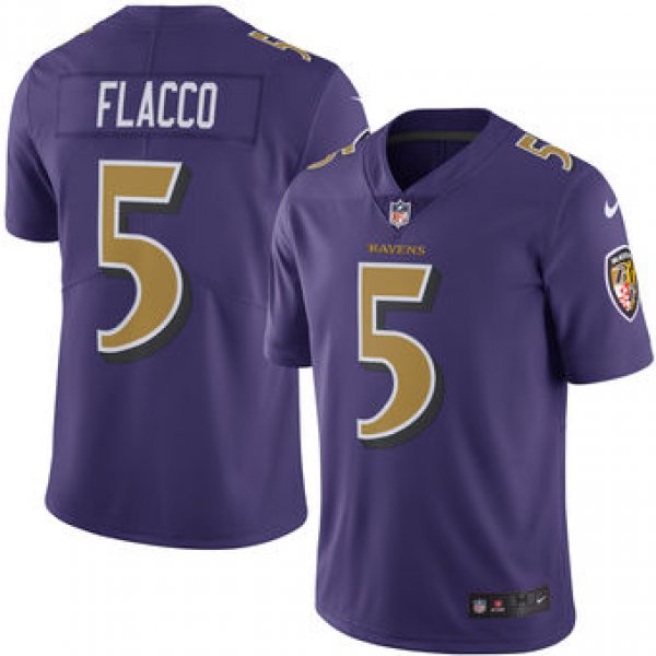 Men's Baltimore Ravens #5 Joe Flacco Nike Purple Color Rush Limited Jersey