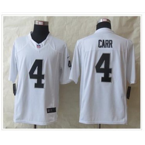 Men's Oakland Raiders #4 Derek Carr White Road Stitched NFL Nike Game Jersey