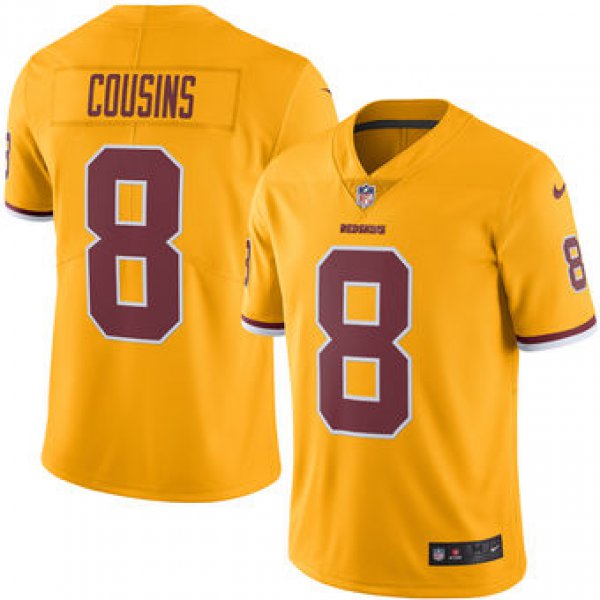 Men's Washington Redskins #8 Kirk Cousins Nike Gold Color Rush Limited Jersey
