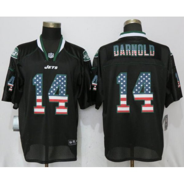 Nike New York Jets #14 Darnold USA Flag Fashion Black Elite Jersey