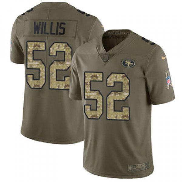 Nike 49ers #52 Patrick Willis Olive Camo Men's Stitched NFL Limited 2017 Salute To Service Jersey