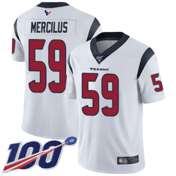 Nike Texans #59 Whitney Mercilus White Men's Stitched NFL 100th Season Vapor Limited Jersey