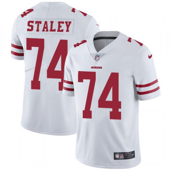 Nike San Francisco 49ers #74 Joe Staley White Men's Stitched NFL Vapor Untouchable Limited Jersey