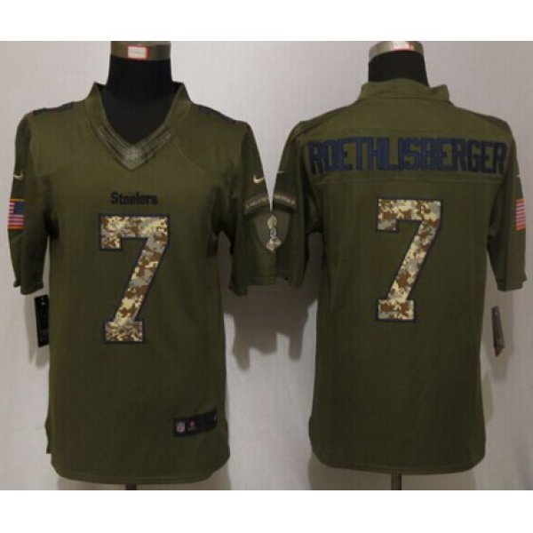 Men's Pittsburgh Steelers #7 Ben Roethlisberger Green Salute To Service 2015 NFL Nike Limited Jersey