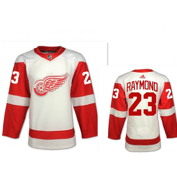 Men's Adidas Detroit Red Wings #23 Lucas Raymond White Road Authentic NHL Jersey