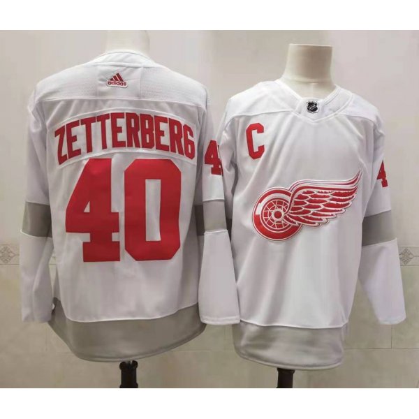 Men's Detroit Red Wings #40 Henrik Zetterberg White Adidas 2020-21 Alternate Authentic Player NHL Jersey