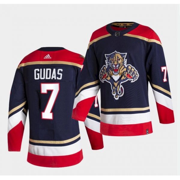 Men's Florida Panthers #7 Radko Gudas 2021 Reverse Retro Adidas Navy Jersey