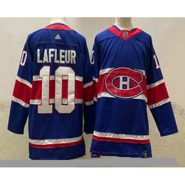 Men's Montreal Canadiens #10 Guy Lafleur Blue 2021 Retro Stitched NHL Jersey