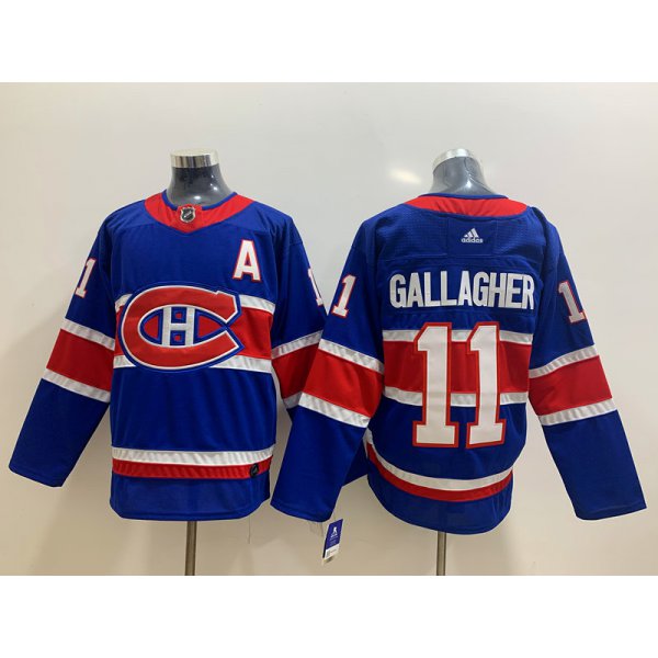 Men's Montreal Canadiens #11 Brendan Gallagher Blue Adidas 2020-21 Alternate Authentic Player NHL Jersey