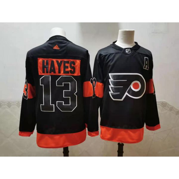 Men's Philadelphia Flyers #13 Kevin Hayes Black Adidas 2020-21 Stitched NHL Jersey