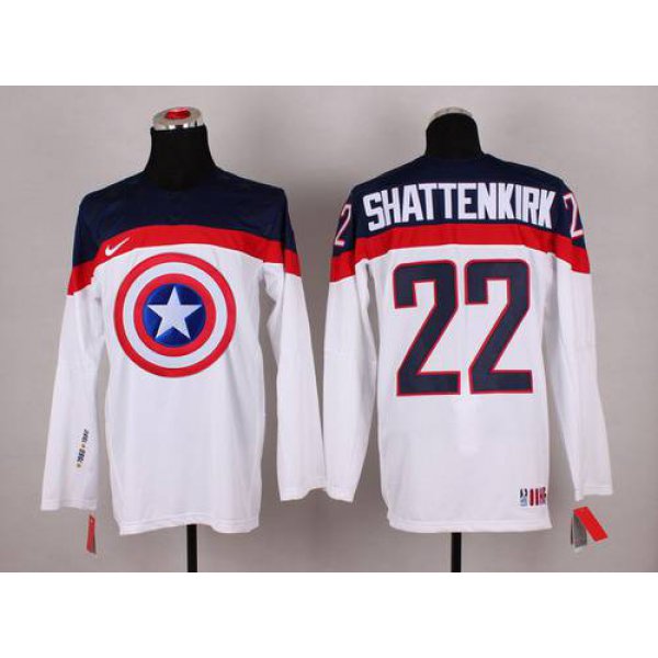 2015 Men's Team USA #22 Kevin Shattenkirk Captain America Fashion White Jersey