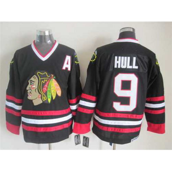 Chicago Blackhawks #9 Bobby Hull Black CCM Vintage Throwback Jersey