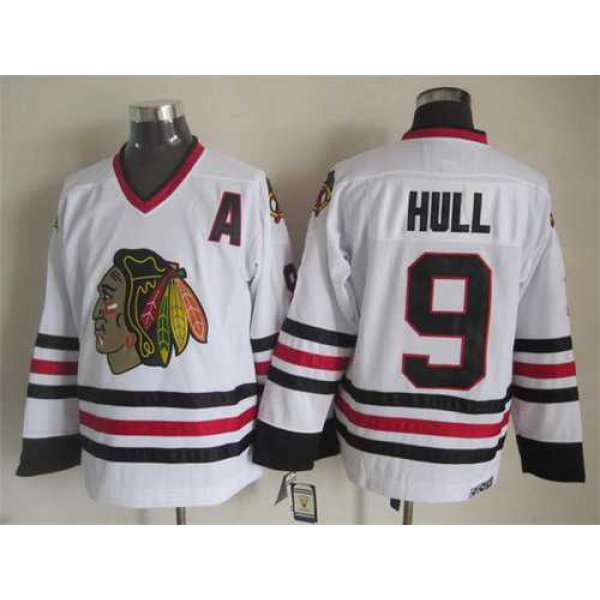 Chicago Blackhawks #9 Bobby Hull White CCM Vintage Throwback Jersey