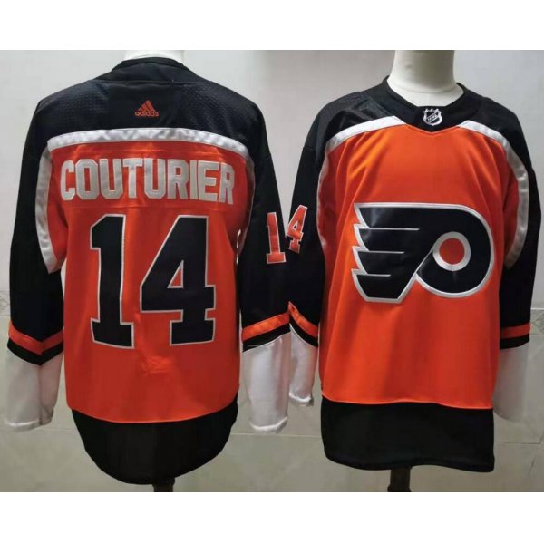 Men's Philadelphia Flyers #14 Sean Couturier Orange Adidas 2020-21 Stitched NHL Jersey