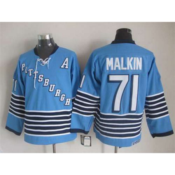 Men's Pittsburgh Penguins #71 Evgeni Malkin 1967-68 Light Blue CCM Vintage Throwback Jersey