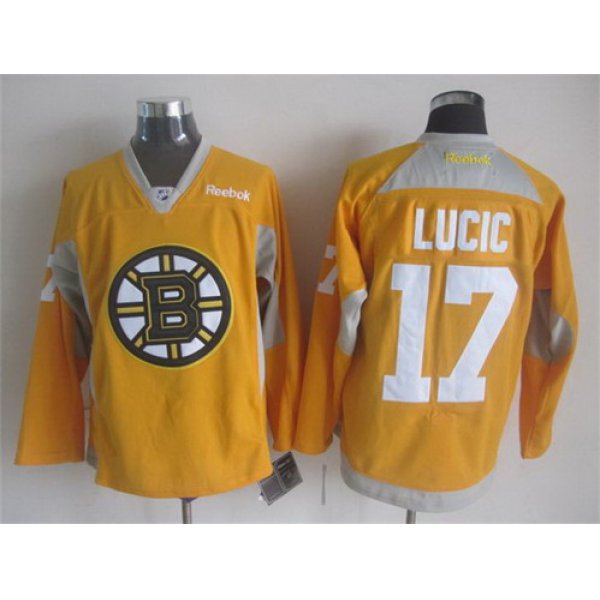 Boston Bruins #17 Milan Lucic 2014 Training Yellow Jersey