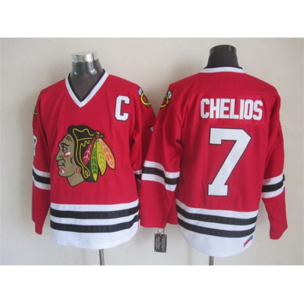 Chicago Blackhawks #7 Chris Chelios Red Throwback CCM Jersey