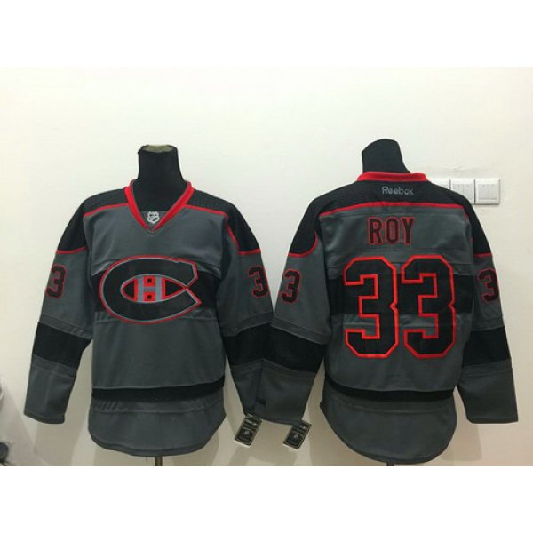 Montreal Canadiens #33 Patrick Roy Charcoal Gray Jersey