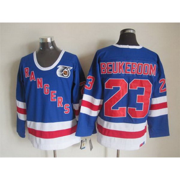 New York Rangers #23 Jeff Beukeboom Light Blue 75TH Throwback CCM Jersey