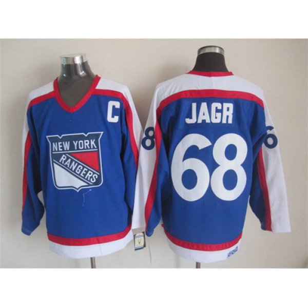 New York Rangers #68 Jaromir Jagr Light Blue With White Throwback CCM Jersey